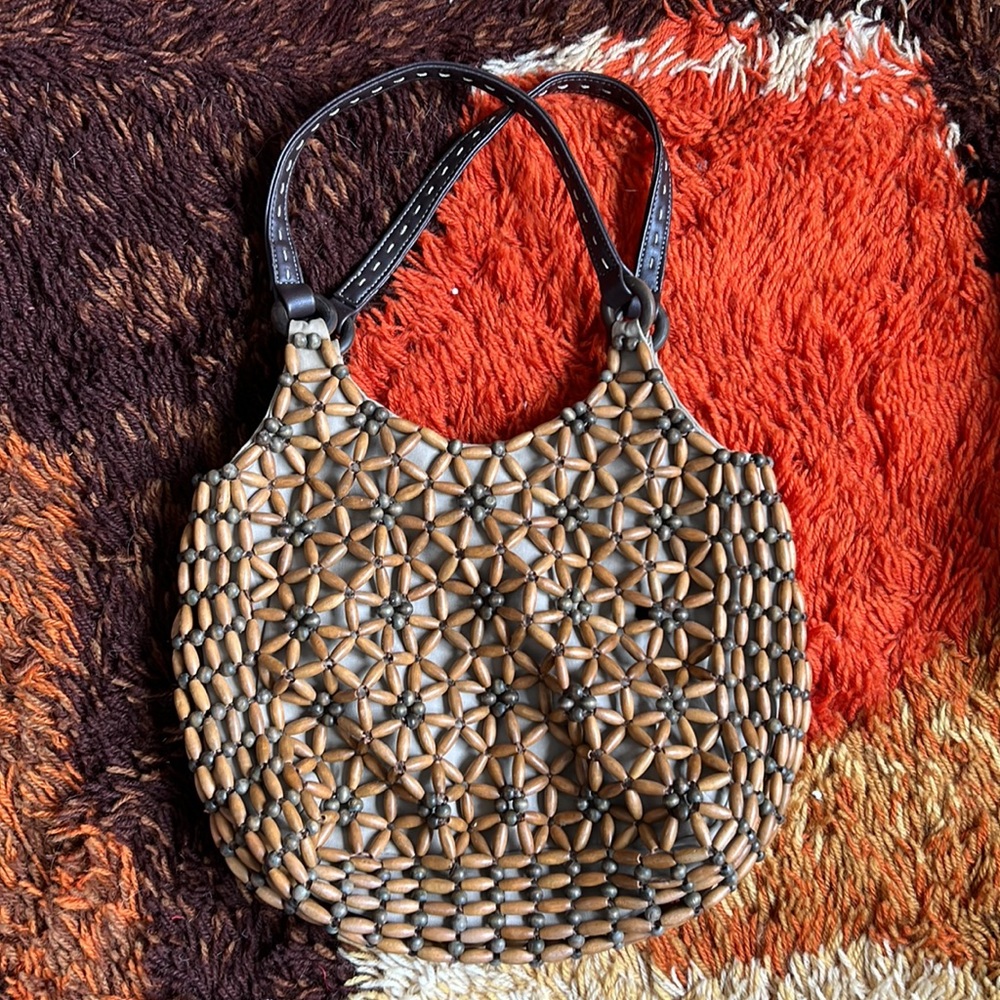 Vintage Nine West wooden bead bag